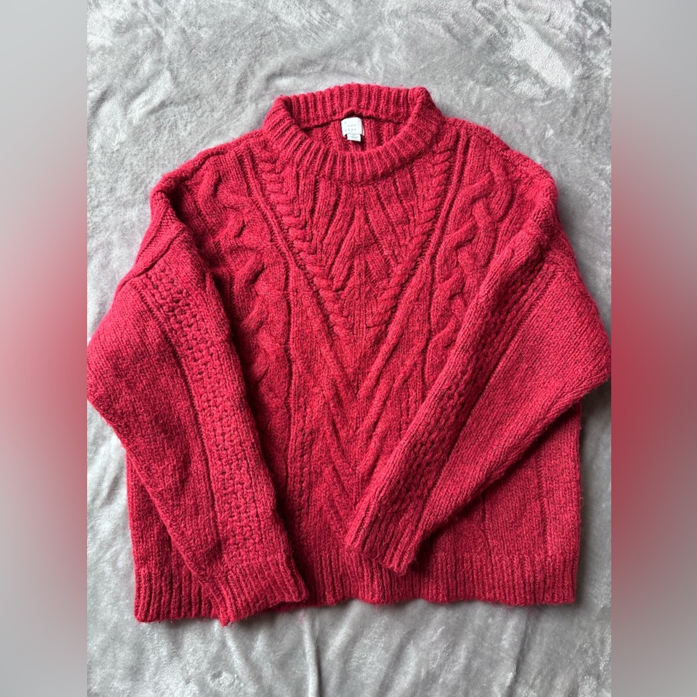 a new day Women's Red Cable Knit Sweater